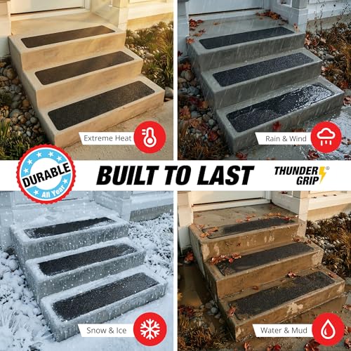 Outdoor Stair Treads Non-Slip 24" x 4" 15-Pack Waterproof 80-Grit Grip Tape - color: Black, size: 4" x 24" x 15P