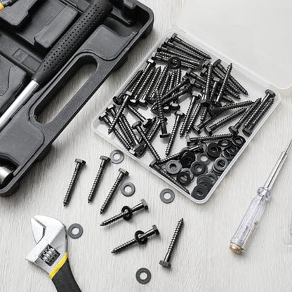 Zonon 50 Pcs 1/4" X 2" Hex Head Lag Bolts Screws with Washers, Black - color: Black, size: 1/4" X 2"