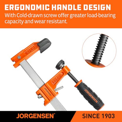 Jorgensen 2-Pack Steel Bar Clamp Set, Light Duty F-Clamp, 8-Inch & 12-Inch - size: 8 Inch & 12 Inch Light Duty