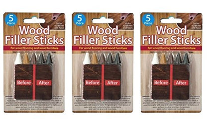 Handy Housewares 5 Piece Wood Filler Sticks - Repair and Restore Scratches on Wood Flooring and Furniture (3 Sets) - size: 3 sets
