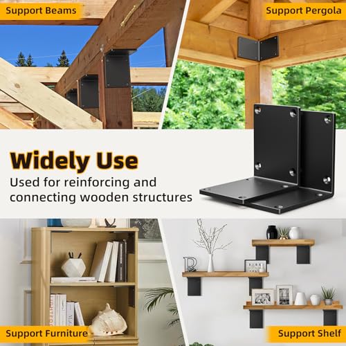 2 Pack 8x8x6 Heavy Duty Corner L Brackets for Wood, 1/4 Inch Steel