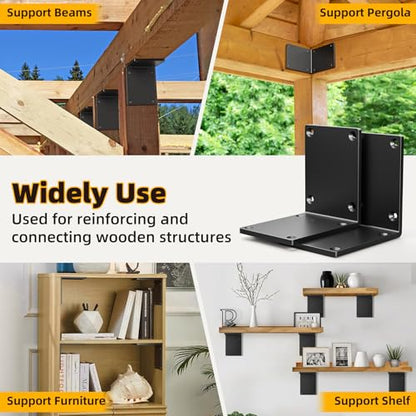 2 Pack 8x8x6 Heavy Duty Corner L Brackets for Wood, 1/4 Inch Steel