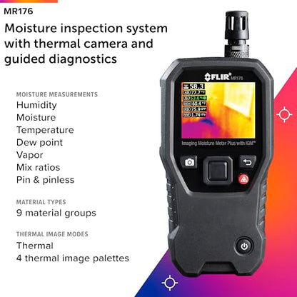FLIR MR176 - Thermal Imaging Moisture Meter - with IGM (Infrared Guided Measurement), Replaceable Hygrometer, Pin and Pinless - style: MR176