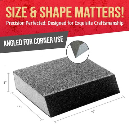 Sanding Sponge Blocks, Single Angle, 5" x 3" x 1", 80 Grit, Medium, 24 Pack - size: Single Angle, style: Medium Grit