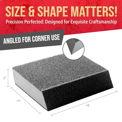 Sanding Sponge Blocks, Single Angle, 5" x 3" x 1", 80 Grit, Medium, 24 Pack - size: Single Angle, style: Medium Grit