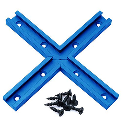 Aluminum T-Track Intersection Kit with Wood Screws– 1 PK (Blue) - size: 3"