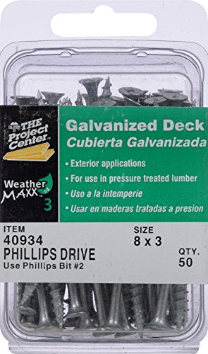Hillman 40934 Galvanized Phillips Drive Deck Screw, 8 X 3-Inch, (Pack of 50)