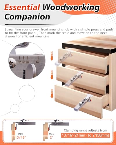 Drawer Fixing Clamps, Drawer Clips for Panel Installation, Drawer Front Installation Clamps, Adjustable Cabinet Face Mounting Clips, Quick Release Panel Fixing Clamp, Fast & Labour Saving