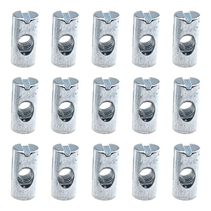 M6x20mm Barrel Nuts Cross Dowels Slotted Bolts Hardware Clean Tight Thread Proper Insert Sturdy Firm Holding Easy Install Align Smooth Screw in Snug Fit for Beds Crib Furniture Chairs 15PCS - size: M6x20mm-Silver-15Pcs