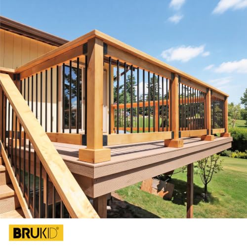 20Pcs Stainless Steels Deck Railing Bracket Connectors, for 2x4 (Actually 1 ½" x 3 ½") Wood Deck Railing Post to handrail Connection (Matte Black) - size: Parallel 0°