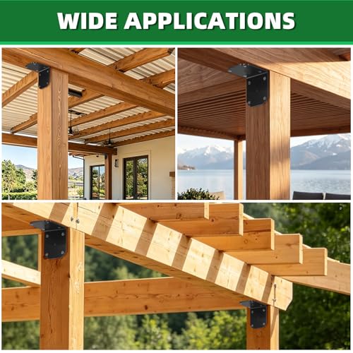 4 PCS 6" x 6" x 5" L Right Angle Bracket, Heavy Duty Corner Brace - size: 6x5 inch ( 4 Pack )