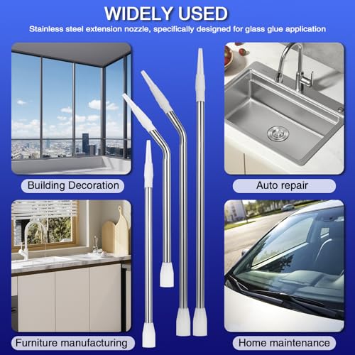 4 Pcs Handmade Stainless Steel Caulk Nozzle Extender 290-375mm