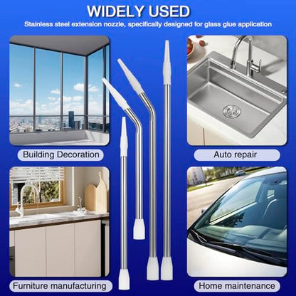 4 Pcs Handmade Stainless Steel Caulk Nozzle Extender 290-375mm