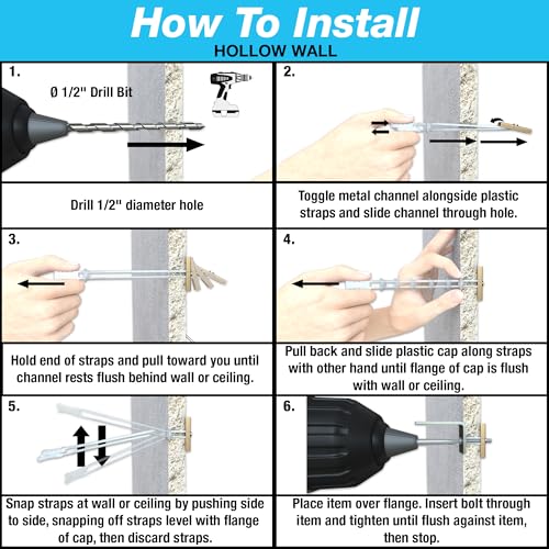 TOGGLER SNAPTOGGLE Drywall Anchors with 1/4-20 x 2.5 in Bolts, 100 Pack - size: 100 Pack w/ Bolts