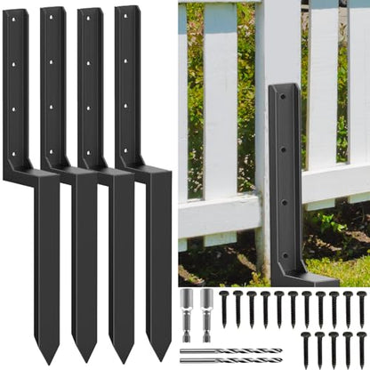 Fence Post Repair Kit Yzzwer - One-Piece Heavy Duty Thicker Fence Post Anchor Stake Repair 4x4/6x6 Wooden Fence Post Support (4 Pack) - color: 4 Pack