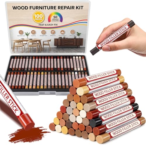 100 Pcs Wood Filler Sticks 50 Colors Wax Crayons - color: Various Colors