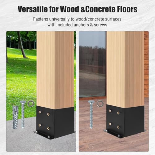 8-Pack 6x6 Post Base Brackets, Metal Anchors with Hardware for Decks - color: Black