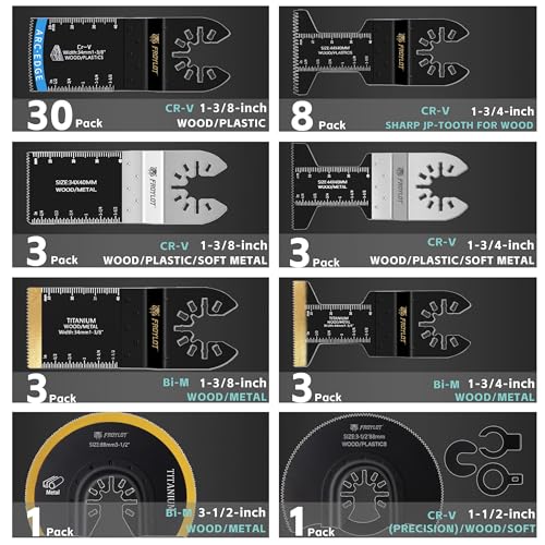 52PCS Oscillating Tool Blades, Universal Multi Tool Blade Kit - size: 50pcs kits