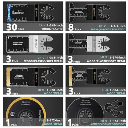 52PCS Oscillating Tool Blades, Universal Multi Tool Blade Kit - size: 50pcs kits
