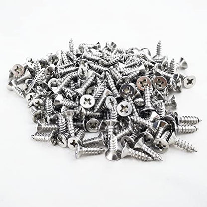 200PCS #6 x 1/2" Wood Screws, 18-8 (304) Stainless Steel Flat Head Phillips Self Tapping Sheet Metal Screws (3/8" to 1" Available) - size: 200PCS #6 x 1/2"