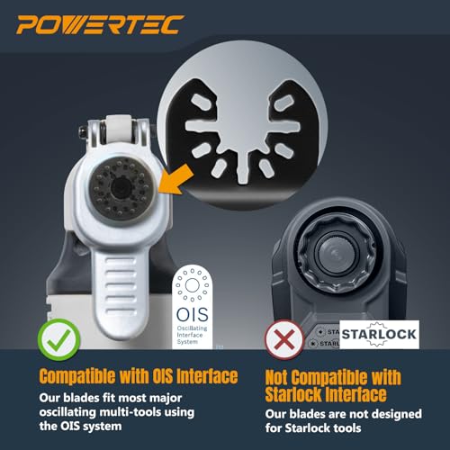 POWERTEC Carbide Oscillating Tool Blade 3pc Set – Multitool Blades with 2 Adapters for Cutting Hardened Metal, Bolts, Screws, and Nails (14501) - size: Plunge-Cut Blades (Carbide Teeth), 3PCs, style: Oscillating Tool Blades