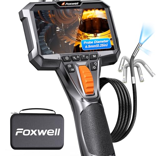 FOXWELL Dual Lens 2-Way Articulating Borescope, 0.25in Ultra Slim Endoscope - size: 6.5mm