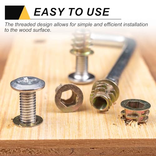 MECCANIXITY 18 Pcs Threaded Inserts for Wood, Zinc Alloy M8 Thread Inserts Nuts Hex-Flush Socket Drive Screw 18mm Length for Furniture, Cabinet, Tables and Chairs - size: M8x18mm