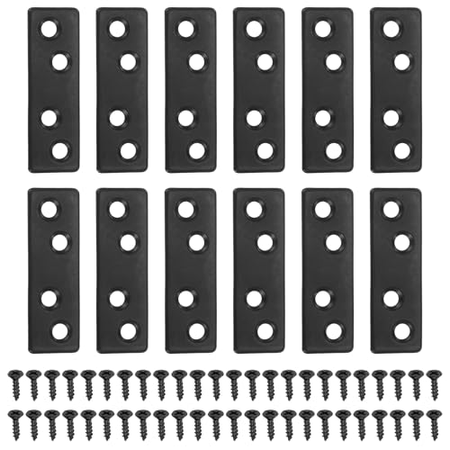 uxcell Flat Straight Brace Bracket Iron Shelf Support 2.36"x0.75" 12Pcs - color: Black, size: 2.36"x0.75"