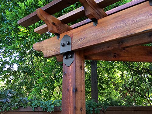 OZCO 2 Pcs Laredo Sunset Post to Beam Connector 8" | Decorative Post to Beam Bracket for Pergola, Pavilion, Deck and Outdoor Wood Structures | Powder-Coated Galvanized Steel Hardware