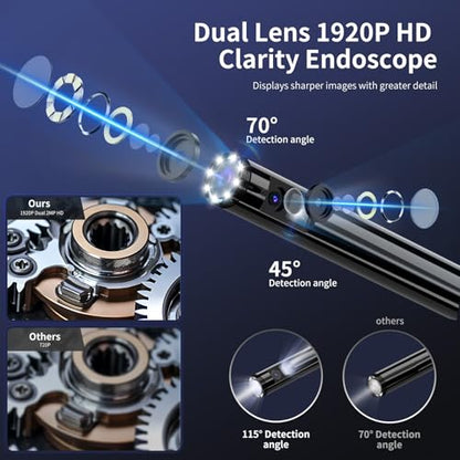 Endoscope Camera with Light, 1920P HD Borescope Inspection Camera - size: 32.8ft, style: Dual Lens