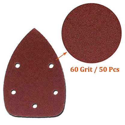 50 Pcs Mouse Detail Sander Sandpaper, 60 Grit, 5 Hole - size: 60 Grit - 50 Pcs