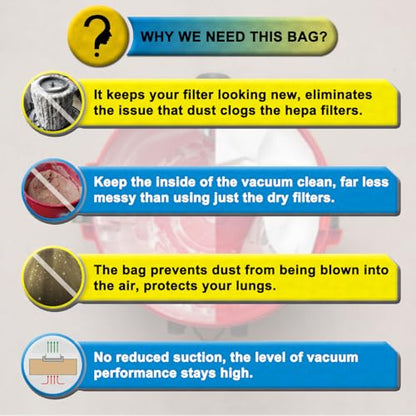 3 Pack VF3502 Replacement Bags for Rigid 12-16 Gallon Wet/Dry Vacuums - size: 3PK, style: Average Performance