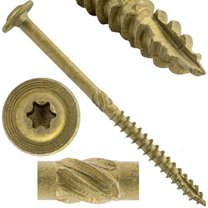 Jake Sales #15 x 4 Construction Lag Screw - Torx/Star Drive Heavy Duty Structural Lag Screw - ACQ Compatible - Modified Truss Washer Head. 10 x 100 Count Boxes - CASE - 1,000 Screws - color: BRONZE, size: 15x4"