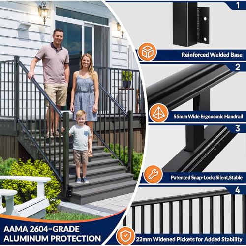 Egadis 1 Pack 36 in x 6 ft Modular Side Mount Aluminum Stair Railing Kit - color: Stair 6ft-P1