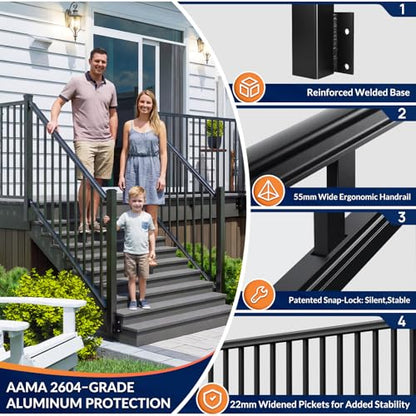 Egadis 1 Pack 36 in x 6 ft Modular Side Mount Aluminum Stair Railing Kit - color: Stair 6ft-P1