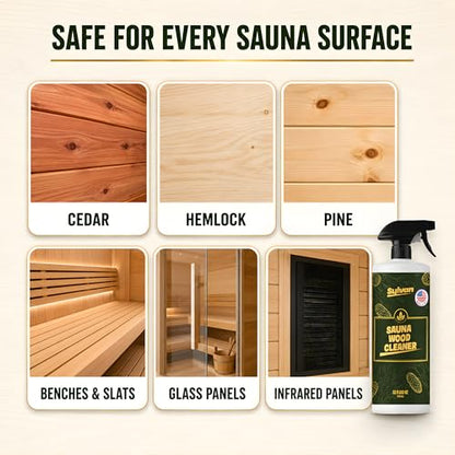 Sauna Wood Cleaner 32 oz | US Made | Sauna Spray | Hemlock, Pine, Cedar