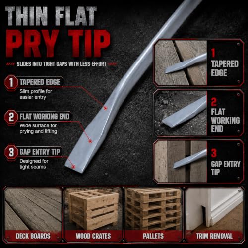 24 Inch 60 cm Heavy Duty Pry Bar Nail Puller Gray Red - size: 24 Inch / 60 cm