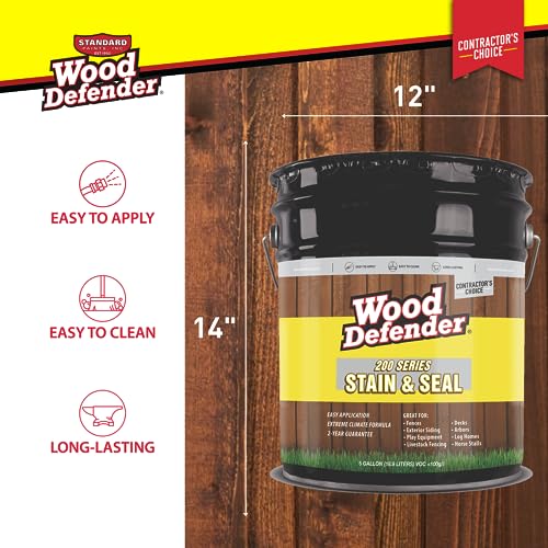 Wood Defender 200 Series Stain and Seal, Leatherwood, 5-Gallon - color: Leatherwood, size: 5 Gallon