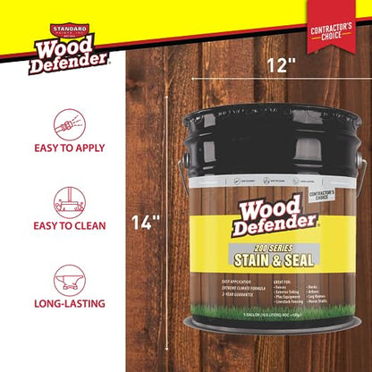 Wood Defender 200 Series Stain and Seal, Cedar Tone, 5-Gallon - color: Cedar Tone, size: 5 Gallon