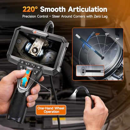 FOXWELL Y400 220° 2-Way Articulating Borescope, 0.24in Ultra-Slim Endoscope - size: 6.2mm