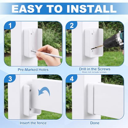 Nuanchu 10 Pcs Vinyl Fence Brackets, 2'' X 3.5'' - size: 2" x 3.5"