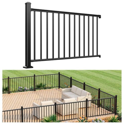 Egadis 1 Pack 36 in x 5 ft Modular Aluminum Porch and Deck Railing Kit - color: Level 5FT - 1Panel 1Post