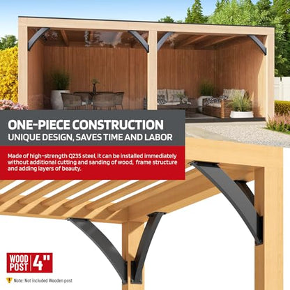 Q235-Steel Integrated Arc 45 Degree Pergola Support Bracket 2''x4''（Actual Tube Dia: 1.5''x 3.2''） Heavy Duty 4Pack - size: 1.5”x3.2”-Fixed Angle