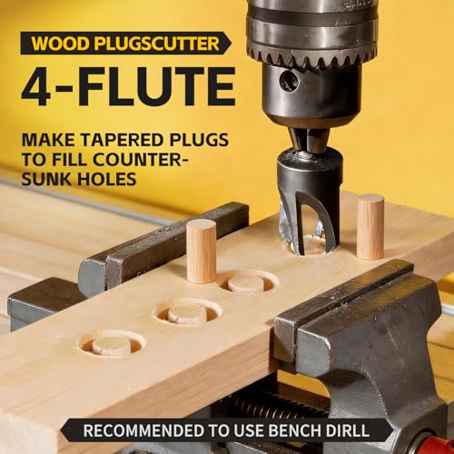 GRENPRO Countersink Drill Bit Set, 15PCS Tapered Bits with 2 Plug Cutters