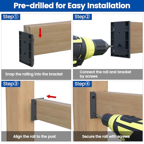 Muzata 40 pcs Deck Railing Brackets Connectors for 2x4 Wood Post WT11