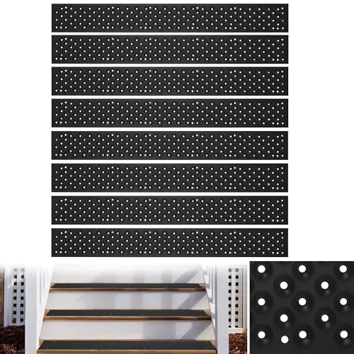 30 x 3.75 Inch Aluminum Stair Tread, 8 Pack Non Slip Metal Nosing - color: Black