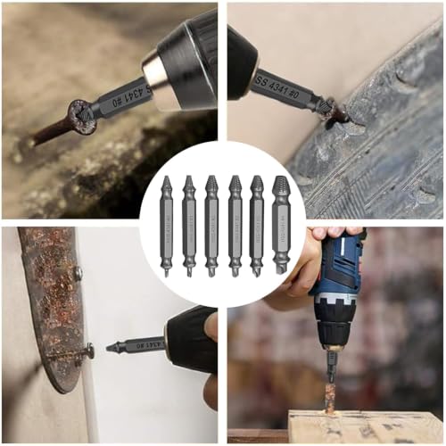 Damaged Screw Extractor Set, 6-Piece HSS, 3-12mm, for Broken Bolts