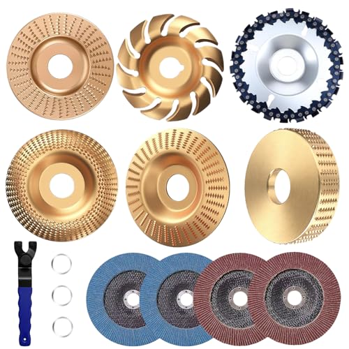 14PCS Wood Carving Disc Set for 4 4-1/2 in Angle Grinder Attachments