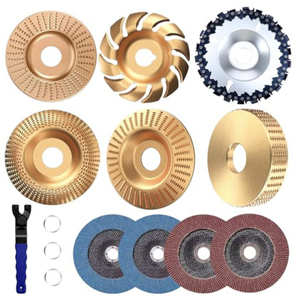 14PCS Wood Carving Disc Set for 4 4-1/2 in Angle Grinder Attachments