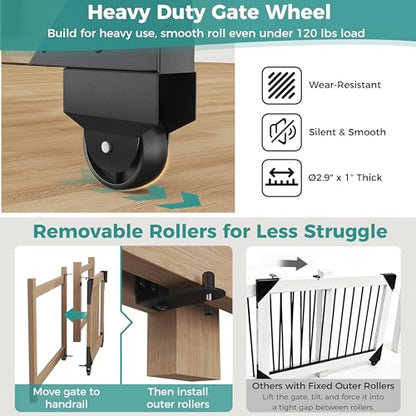 Sliding Gate Hardware Kit, Anti-Sag Wooden Gate Corner Bracket & Roll Wheel